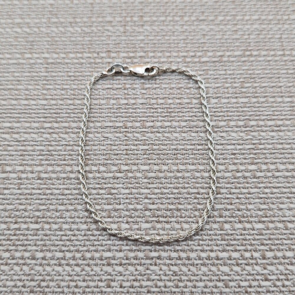 7 Inch Sterling Silver Simple Braid Chain Bracelet A5214